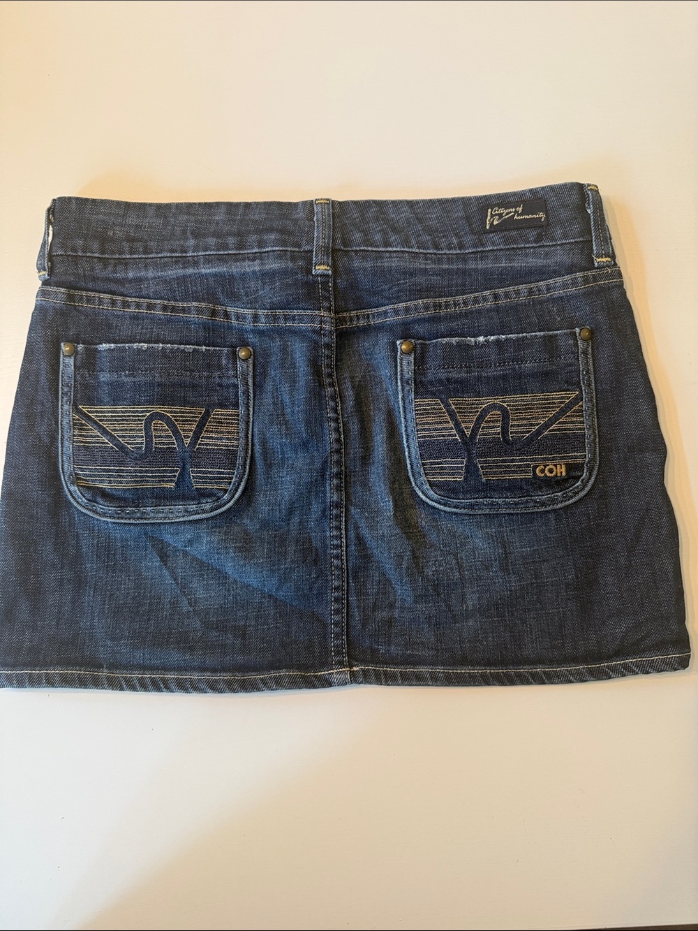 Citizens Of Humanity Indigo Denim Mini Skirt with Embroidered Back Pockets